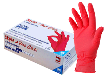 MED-COMFORT - STYLE HOT CHILI - Gants en nitrile à usage unique - non poudrés